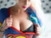 SuperGirl Sarah Skittle Stripping Nude in Sexy Cosplay