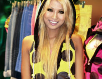 Cute blonde in polkadot hoodie