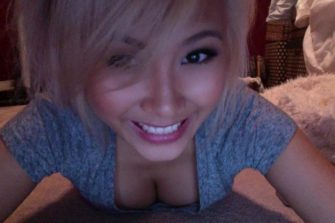 Cute blondie with cleavage