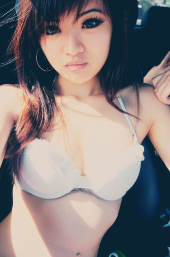 Sexy asian in white bra p